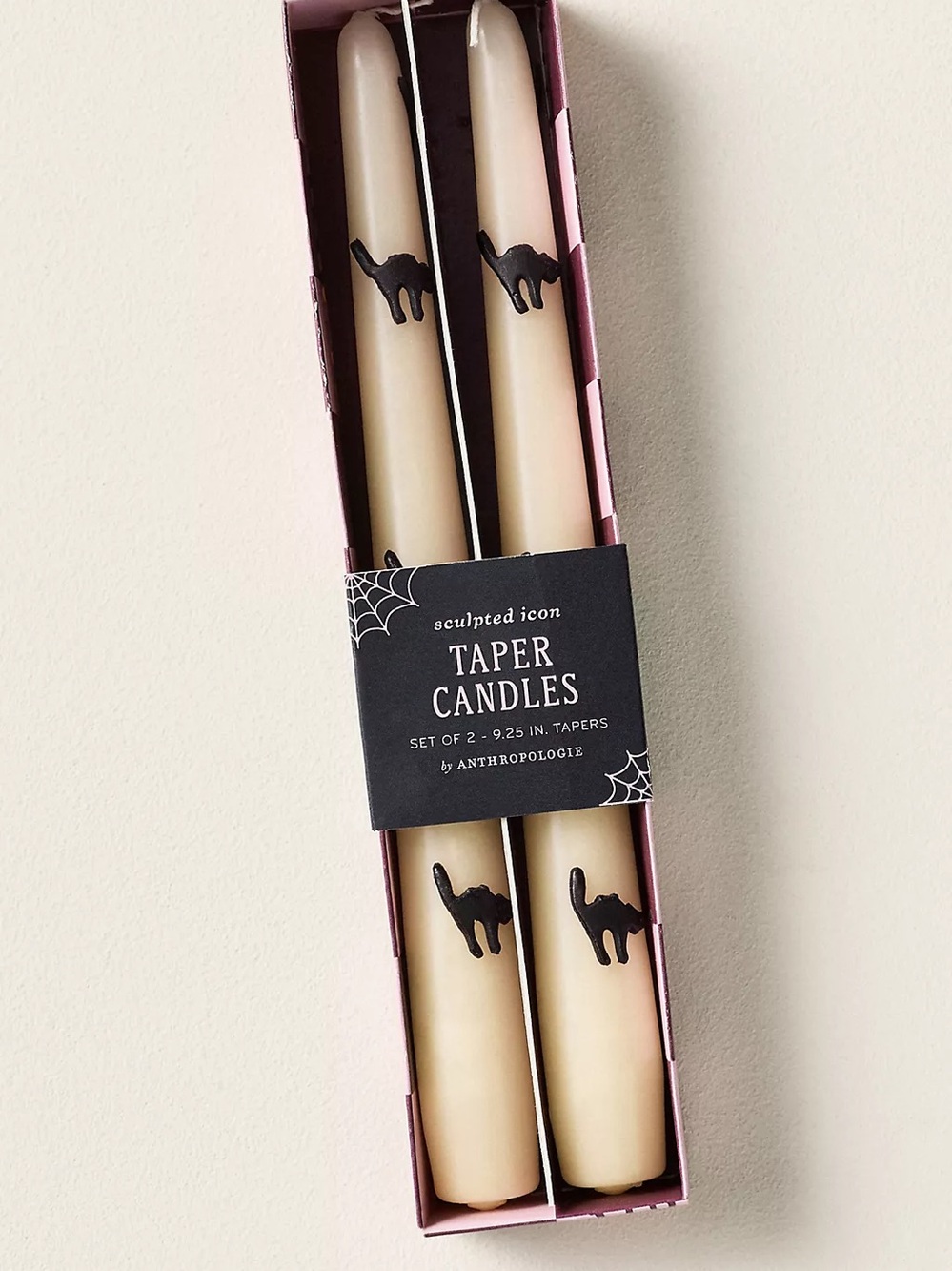 ANTHROPOLOGIE NWT 2pc Halloween icon taper candles -black cat - Picture 4 of 7